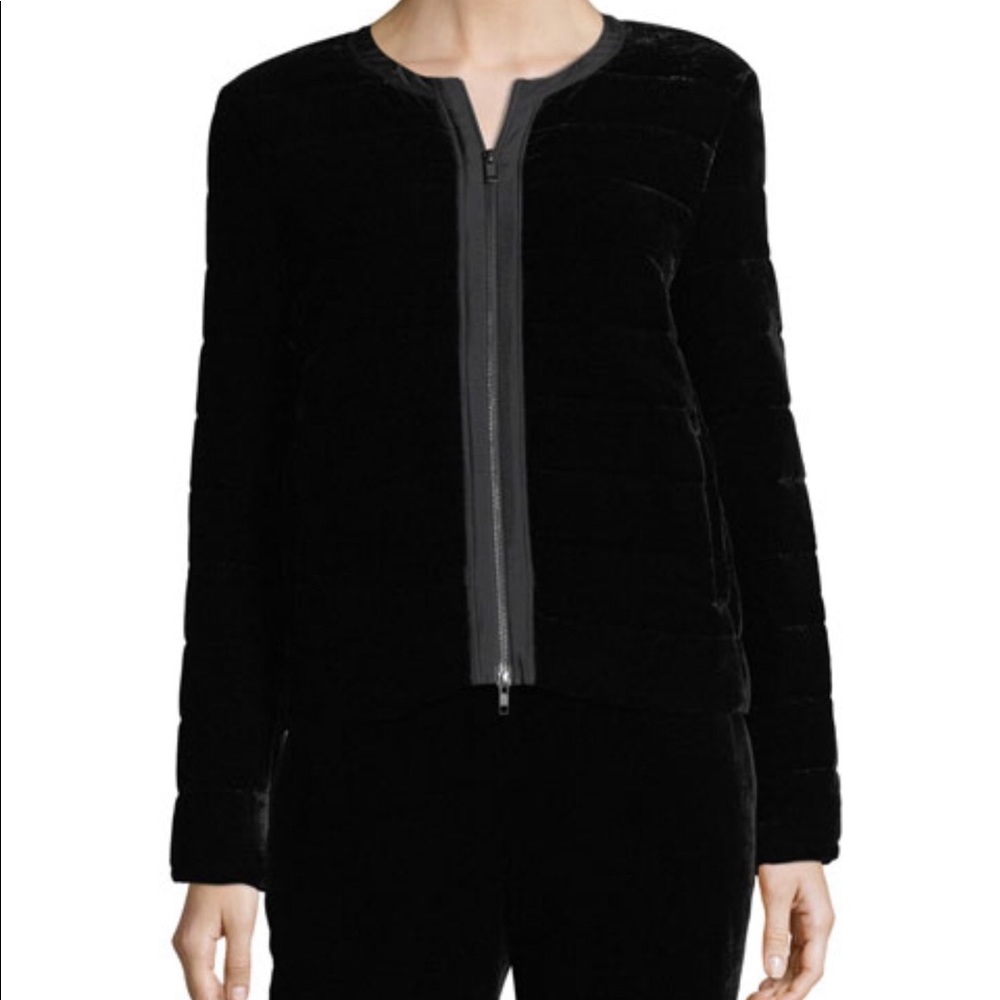 EILEEN FISHER BOMBER JACKET IN BLACK VELVET - Picture 8 of 8